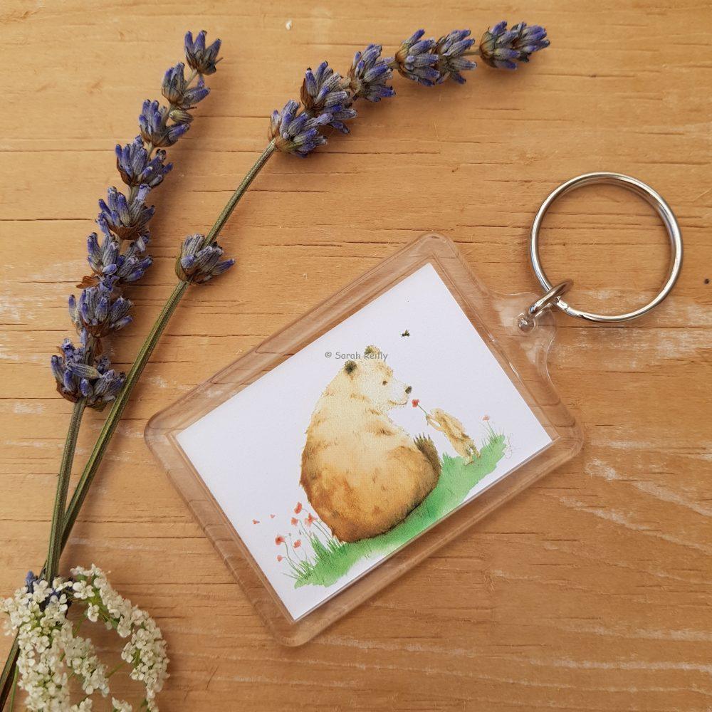 The Bear and the Hare in Spring Keyring