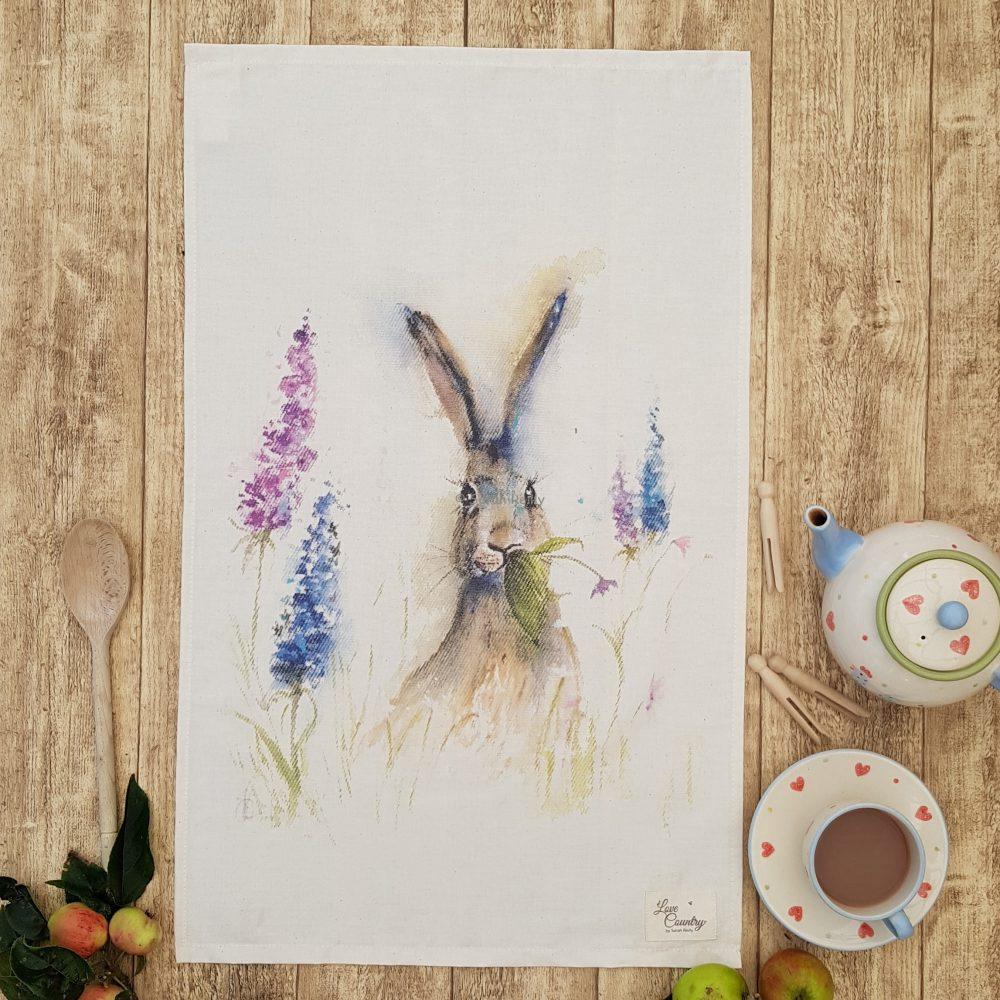 Munching in the Flower Garden Tea Towel