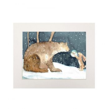 The Bear and the Hare in Winter Print (Landscape)