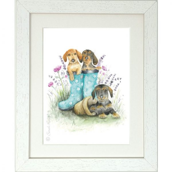 Puppy Planting Framed Print (Portrait)