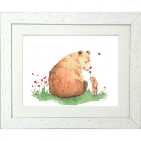 The Bear and the Hare in Spring Framed Print (Landscape)