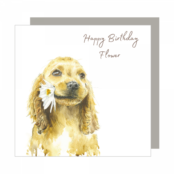 Happy Birthday Flower Waggy Tail Wishes Card