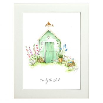 Cottage Core Tea by the Shed mounted print