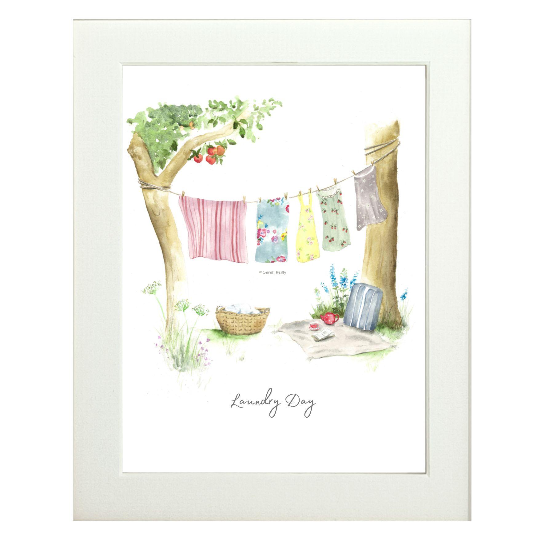 Cottage Core Laundry Day mounted print