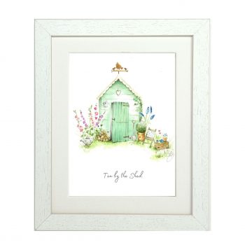 Cottage Core Tea by the Shed framed print