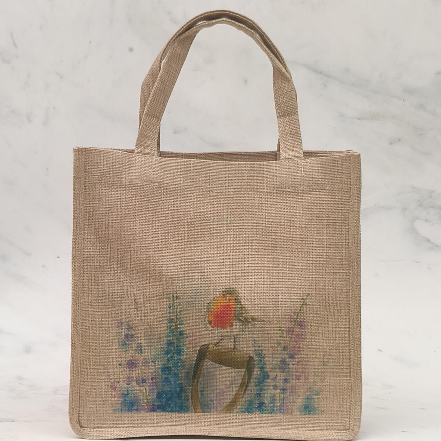 Rosie Robin Christmas Small Jute Bag