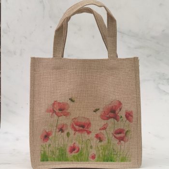 Poppies & Bumbles Small Jute Bag