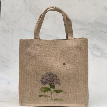 Bee Calm Hydrangea Small Jute Bag
