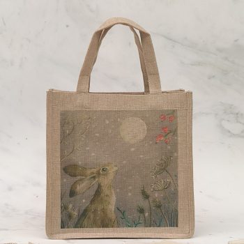 Berries and Snowflakes Christmas Small Jute Bag