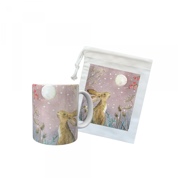 Berries & Snowflakes Ceramic Mug with Bag