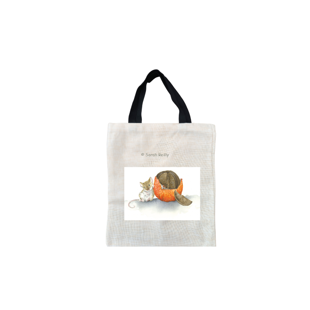 All I Want for Christmouse Christmas Short Black Handled Linen Tote Bag
