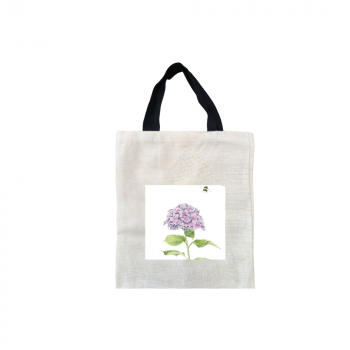 Bee Calm Short Black Handled Linen Tote Bag