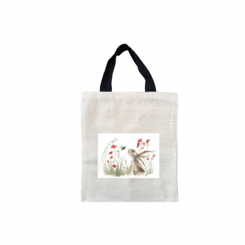 Bee Lovely Short Black Handled Linen Tote Bag