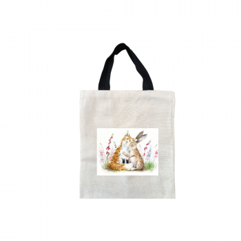 Best Friends Short Black Handled Linen Tote Bag