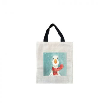 The Christmas Scarf Christmas Short Black Handled Linen Tote Bag