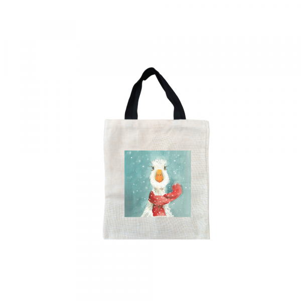 The Christmas Scarf Christmas Short Black Handled Linen Tote Bag