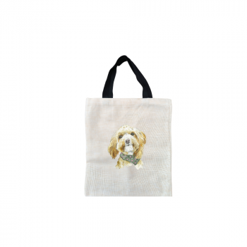 Cockerpoo Short Black Handled Linen Tote Bag