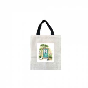Cottage Life Short Black Handled Linen Tote Bag
