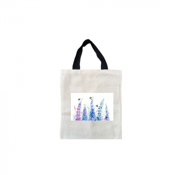 Delphiniums Short Black Handled Linen Tote Bag