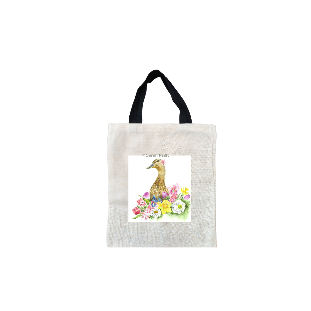 Felicity Duck Short Black Handled Linen Tote Bag