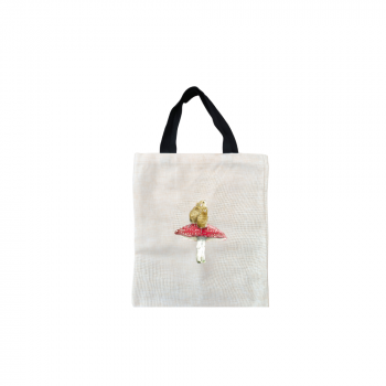 Moon Wishes Short Black Handled Linen Tote Bag