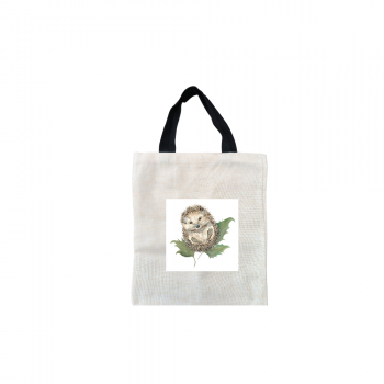 Mr Prickles Short Black Handled Linen Tote Bag