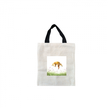 Playtime Short Black Handled Linen Tote Bag