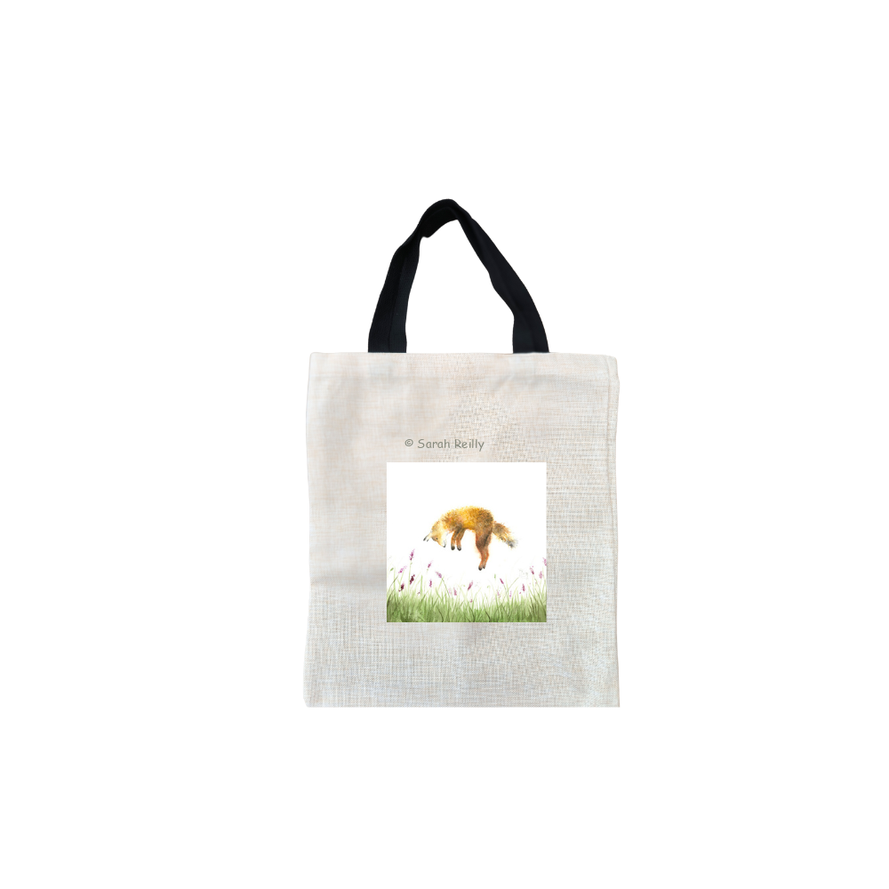 Playtime Short Black Handled Linen Tote Bag