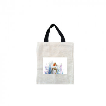 Rosie Robin Short Black Handled Linen Tote Bag
