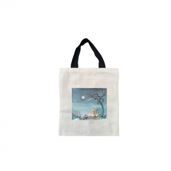 Stars & Dreams Short Black Handled Linen Tote Bag