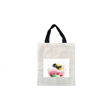 Thistle & Bee Short Black Handled Linen Tote Bag