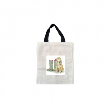 Walkies Short Black Handled Linen Tote Bag