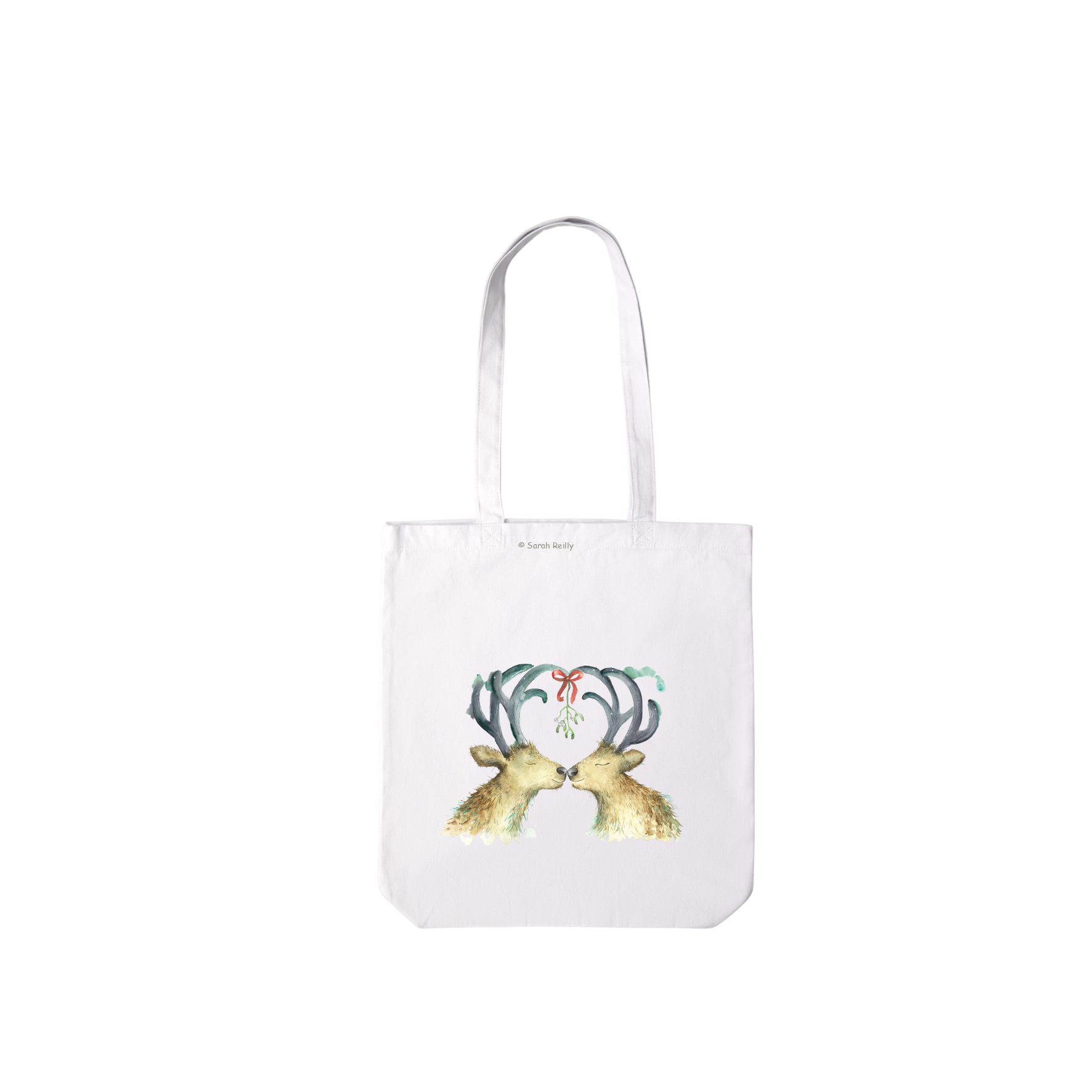 Reindeer Kisses Christmas Everyday Lightweight Tote Bag