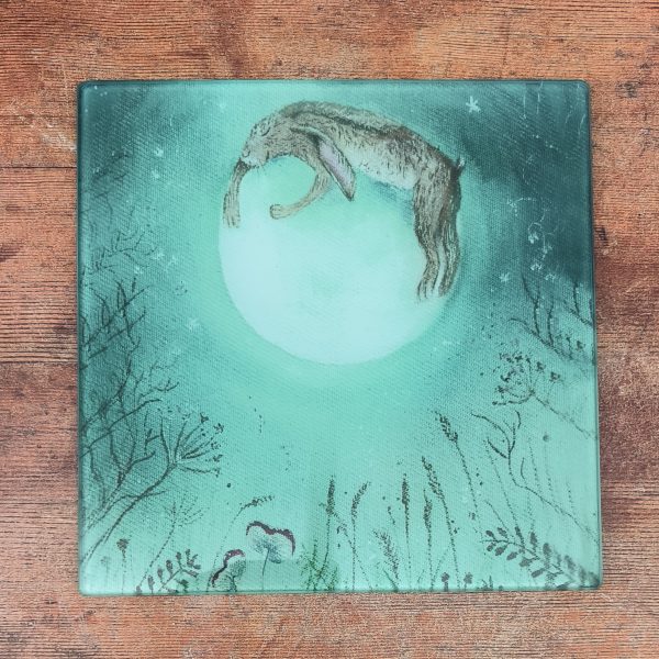 Hugging the Moon Small Glass Cutting Board