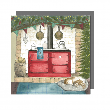 Snuggle by the Stove Greeting Card