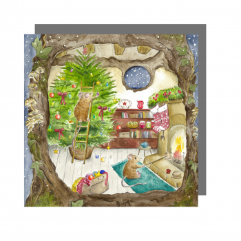 Trimming the Tree & Toast Greeting Card