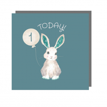 Age Card- Bunny Teal 1 Today