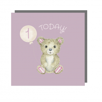 Age Card- Teddy Pink 1 Today