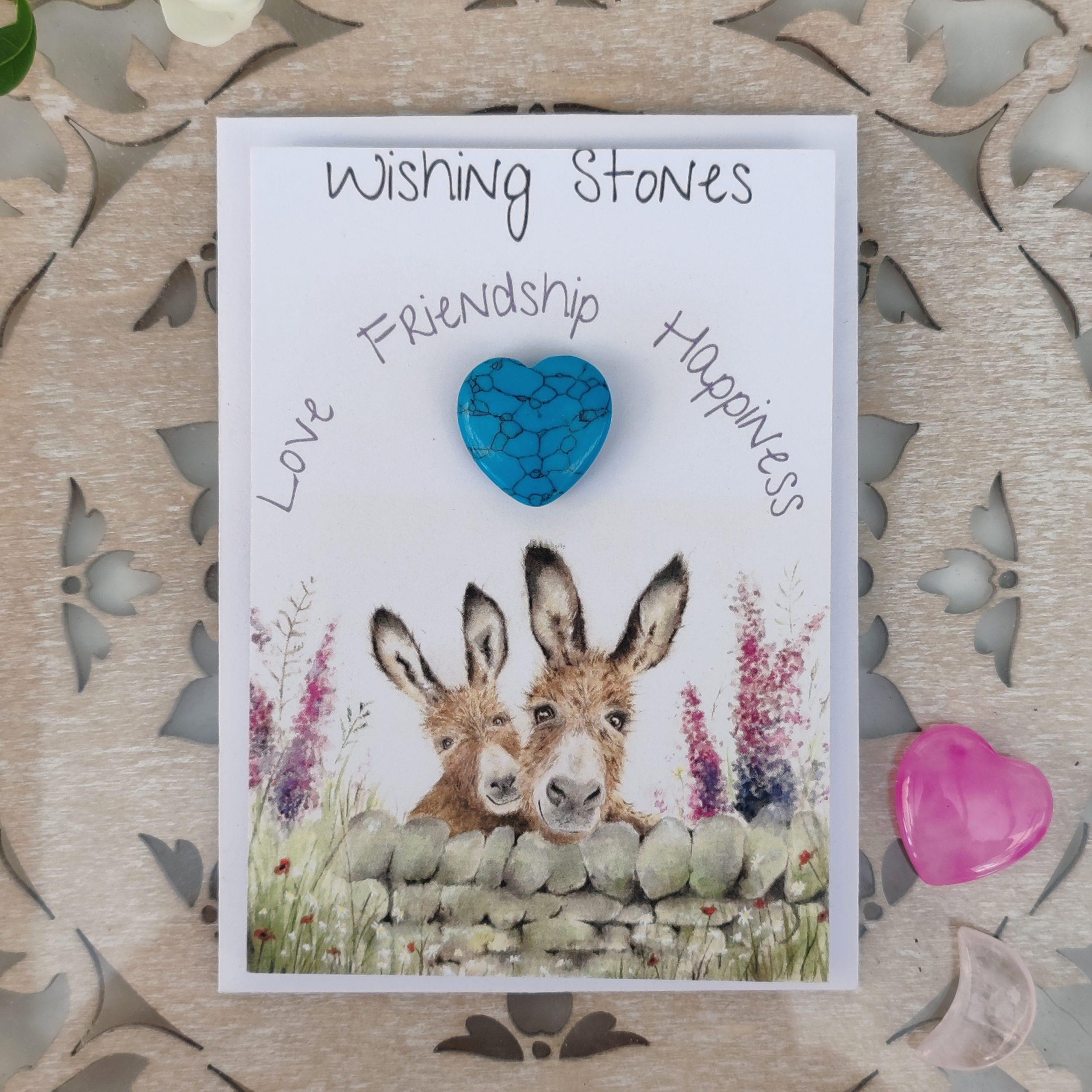 HAPPINESS - Donkeys Wishing Stone Card