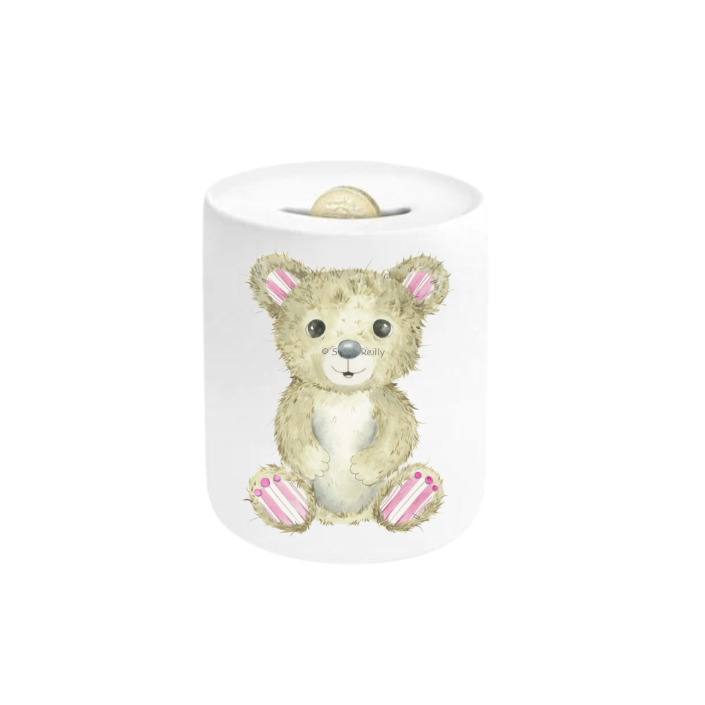 Pink Teddy Ceramic Moneybox