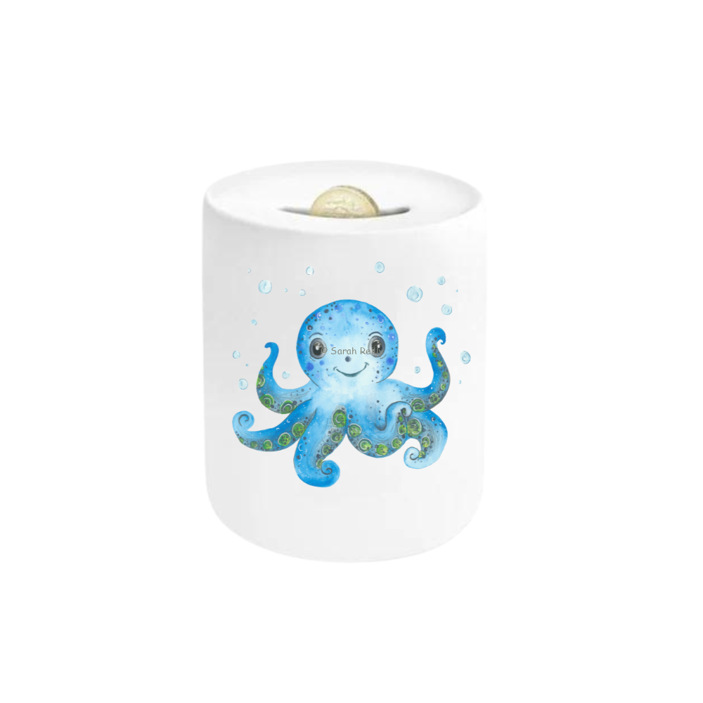 Blue Octopus Ceramic Moneybox