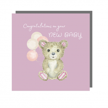New Baby Teddy Pink Card