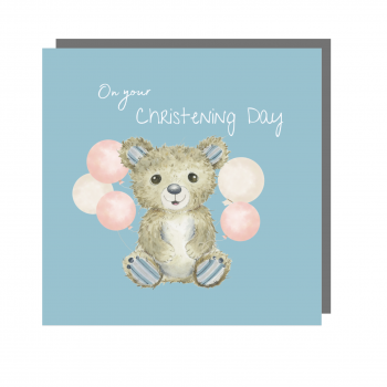 Christening Blue Teddy Card