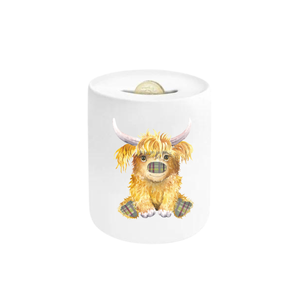 Baby Highland Cow Ceramic Moneybox