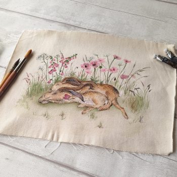 sleeping bunnies original watercolour artwork