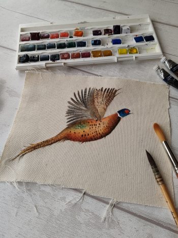 Pheasant in flight - Original Watercolour Artwork by Sarah Reilly