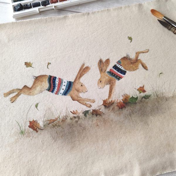 Winter Jumpers - Original Hare Watercolour Artwork by Sarah Reilly