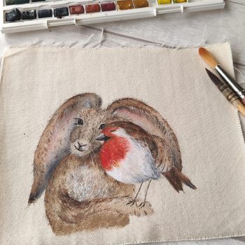 The Hare & Robin (early edition) - Original Watercolour Artwork by Sarah Reilly