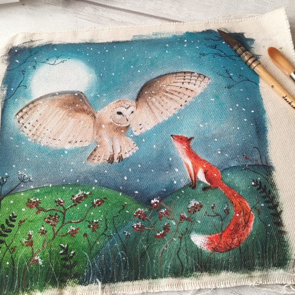 Owl and the Fox -Original Watercolour Artwork by Sarah Reilly