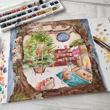 Trimming the Tree & Toast - Original Artwork